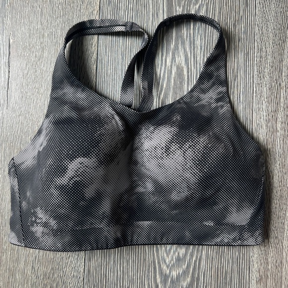 Athleta Printed Advance Adjustable Padded Sports Bra Black/Gray 34D - Picture 3 of 9